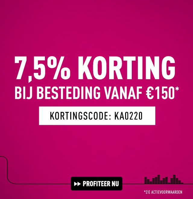 7,5% korting bij besteding vanaf €150