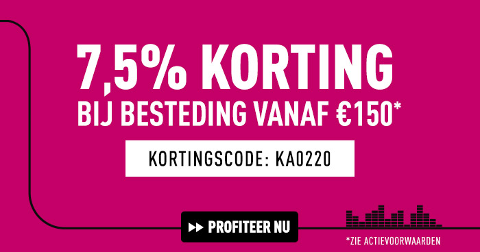 7,5% korting bij besteding vanaf €150