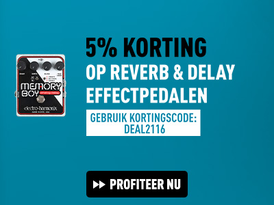 5% korting op reverb & delay effectpedalen