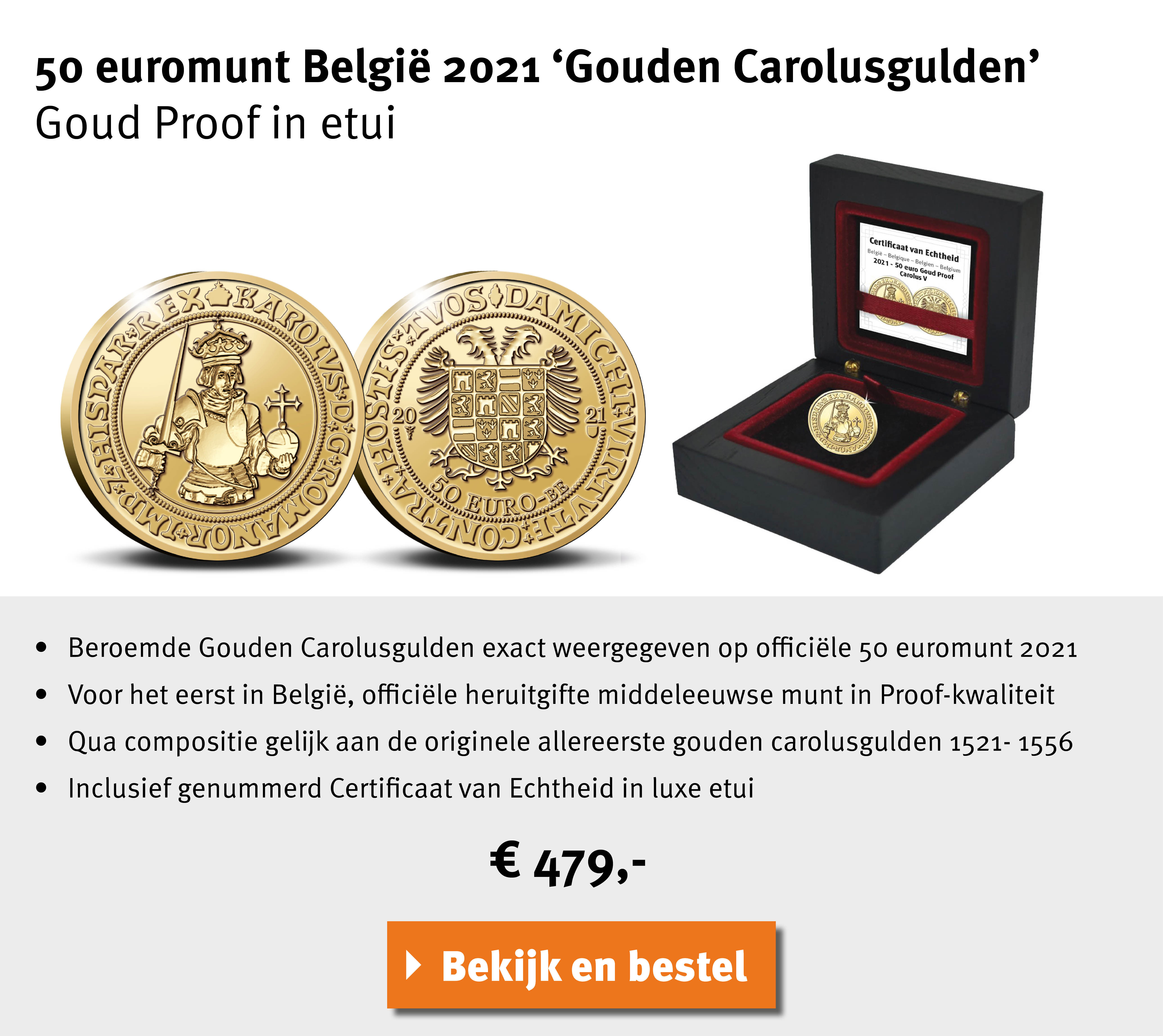 Bekijk en bestel: 50 euro Carolusgoudgulden 2021