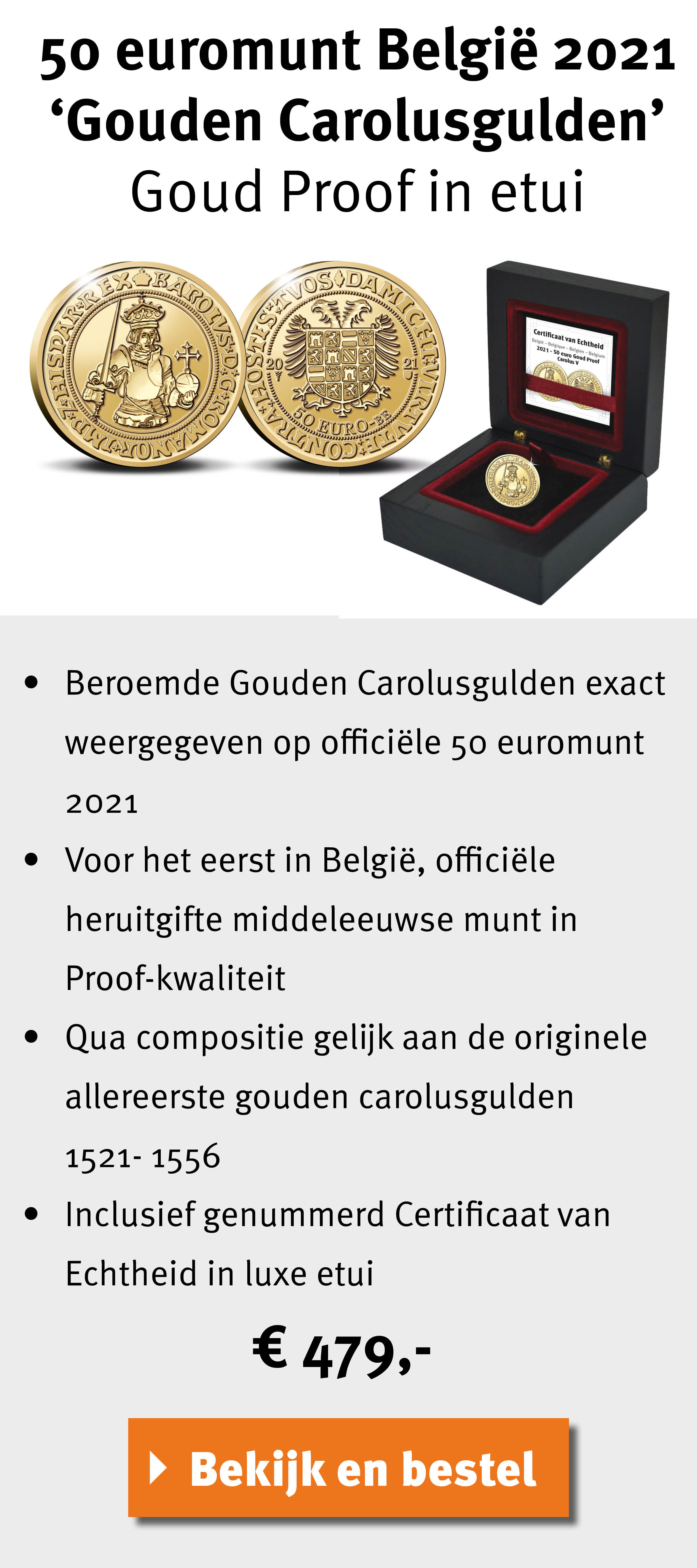 Bekijk en bestel: 50 euro Carolusgoudgulden 2021