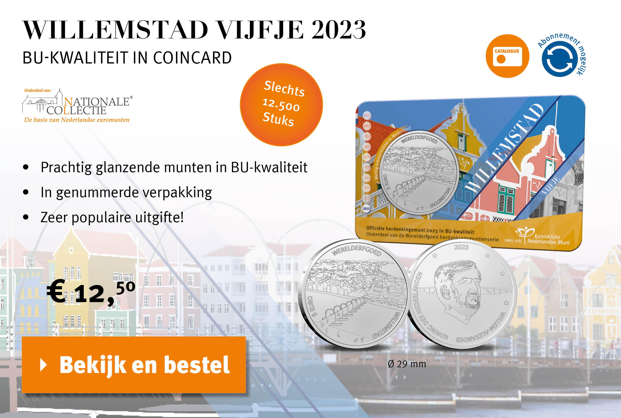 Bekijk en bestel: Willemstad Vijfje BU in Coincard