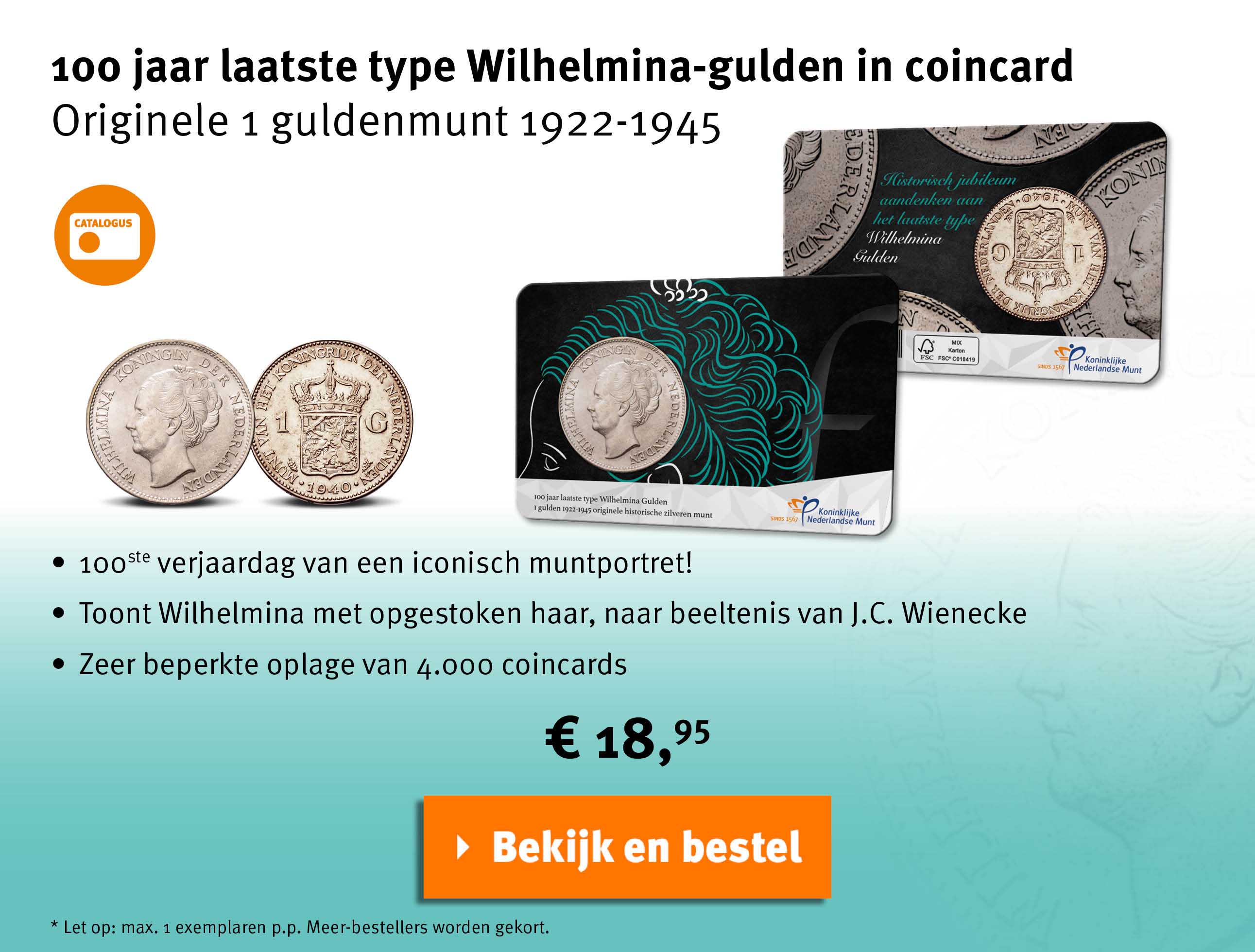 Bekijk en bestel: Numismatische Coincard Wilhelmina.gukden