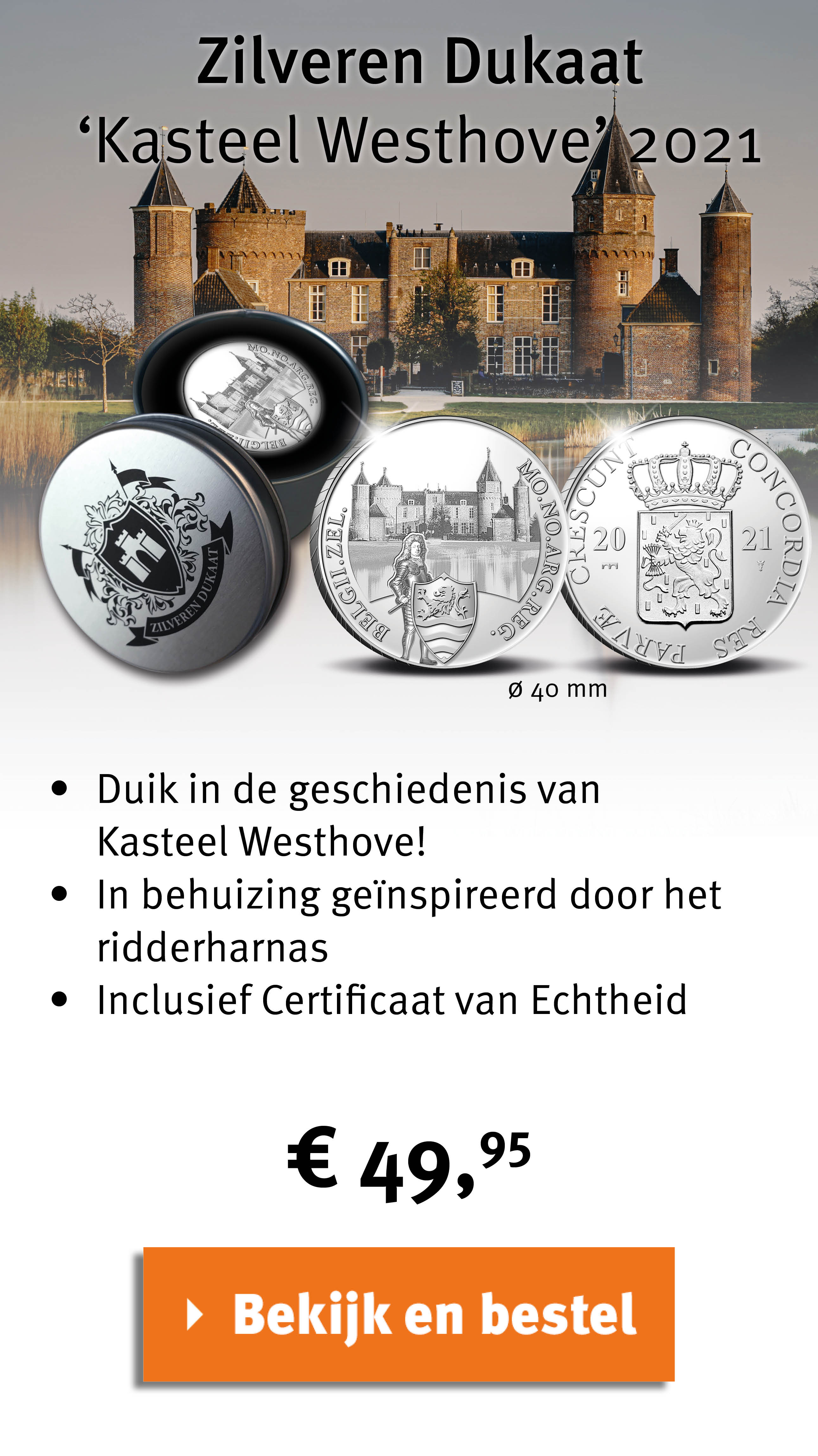 Bekijk en bestel: Zilveren Dukaat ‘Kasteel Westhove’ 2021