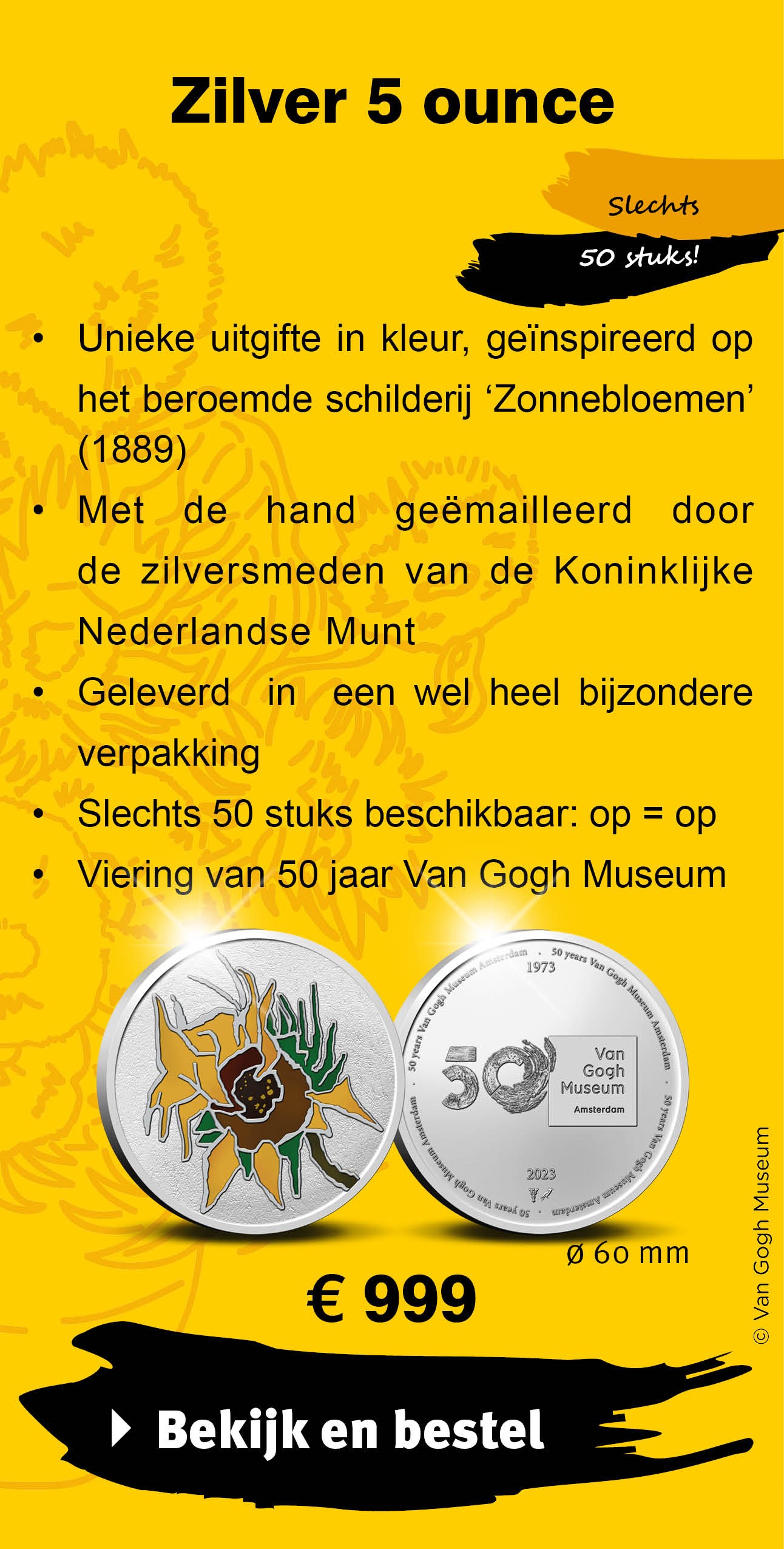 Bekijk en bestel: 50 jaar Van Gogh Museum Zilver 5 ounce
