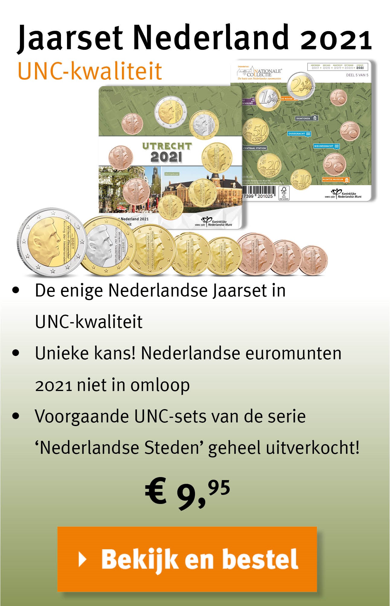 Bekijk en bestel: Jaarset Nederland 2021 UNC-kwaliteit