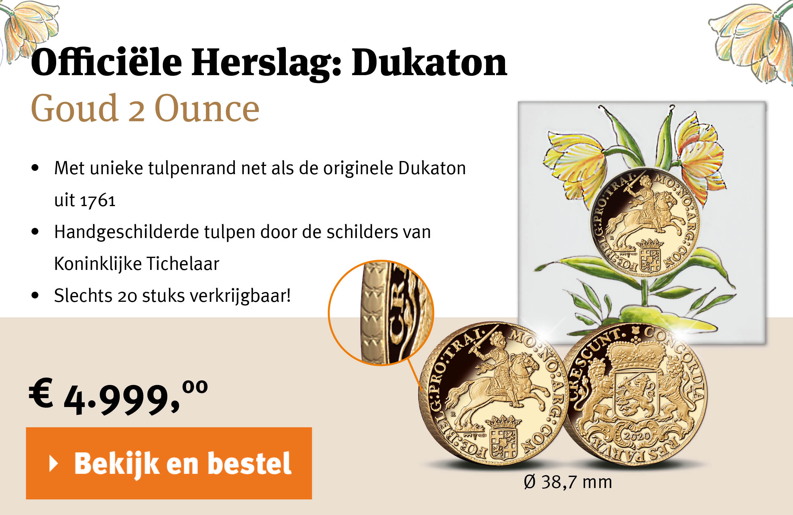 Bekijk en bestel: Officiële Herslag: Dukaton Goud 2 Ounce - Koninklijke Tichelaar editie