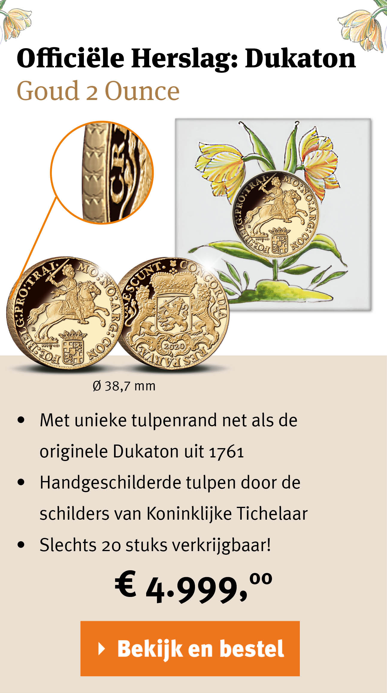 Bekijk en bestel: Officiële Herslag: Dukaton Goud 2 Ounce - Koninklijke Tichelaar editie