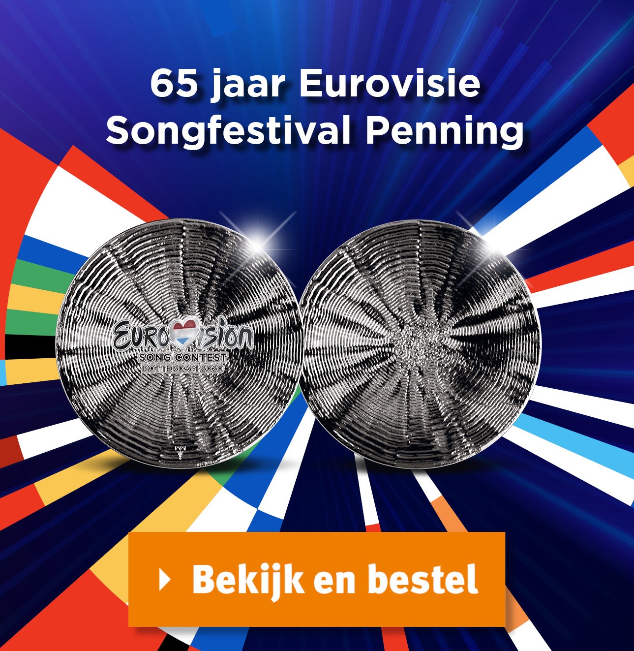 Bekijk en bestel: 65 jaar Eurovisie Songfestival Penning 