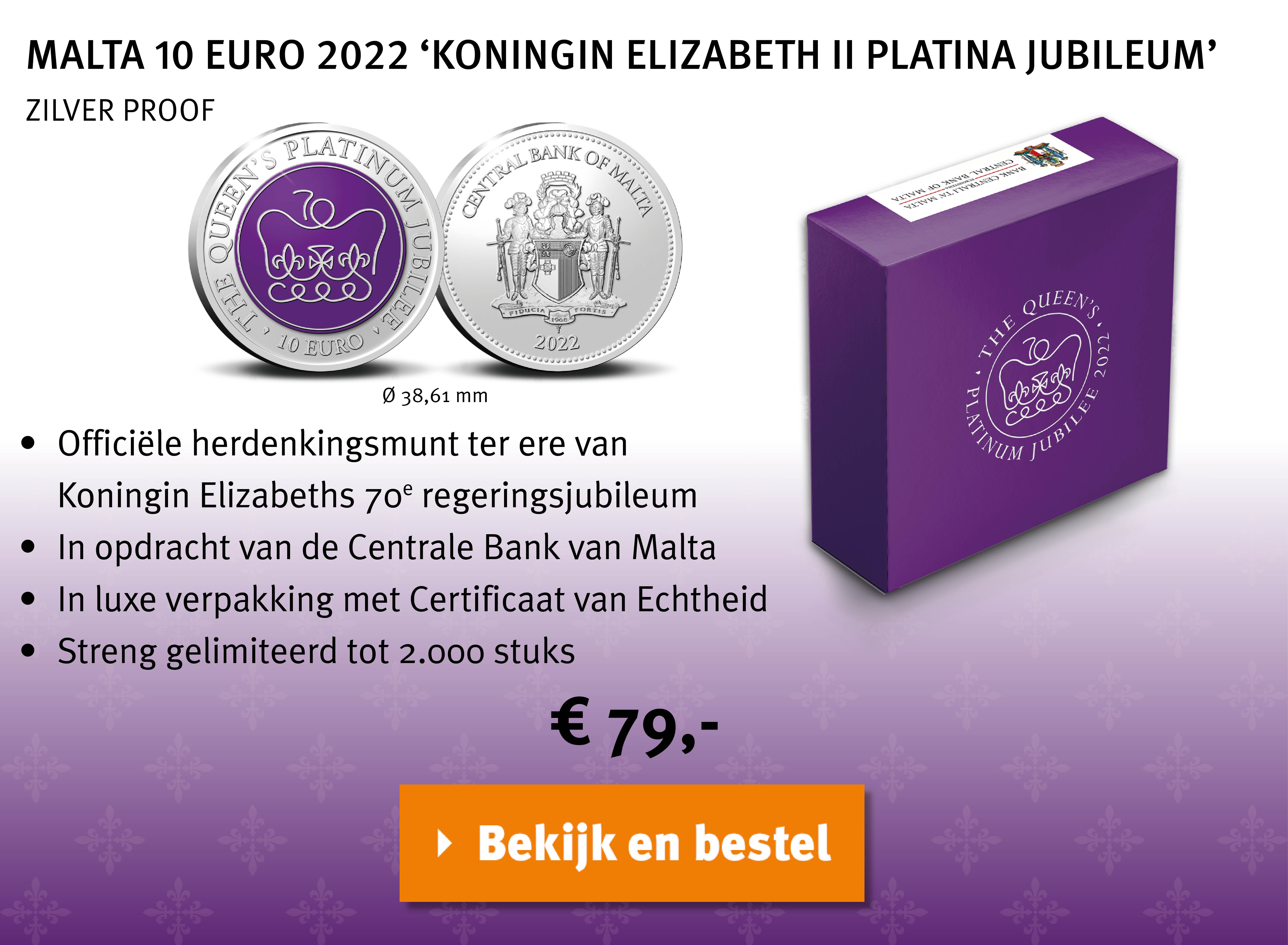 Bekijk en bestel: 10 Euro 2022 `Koningin Elizabeth II Platina Jubileum`