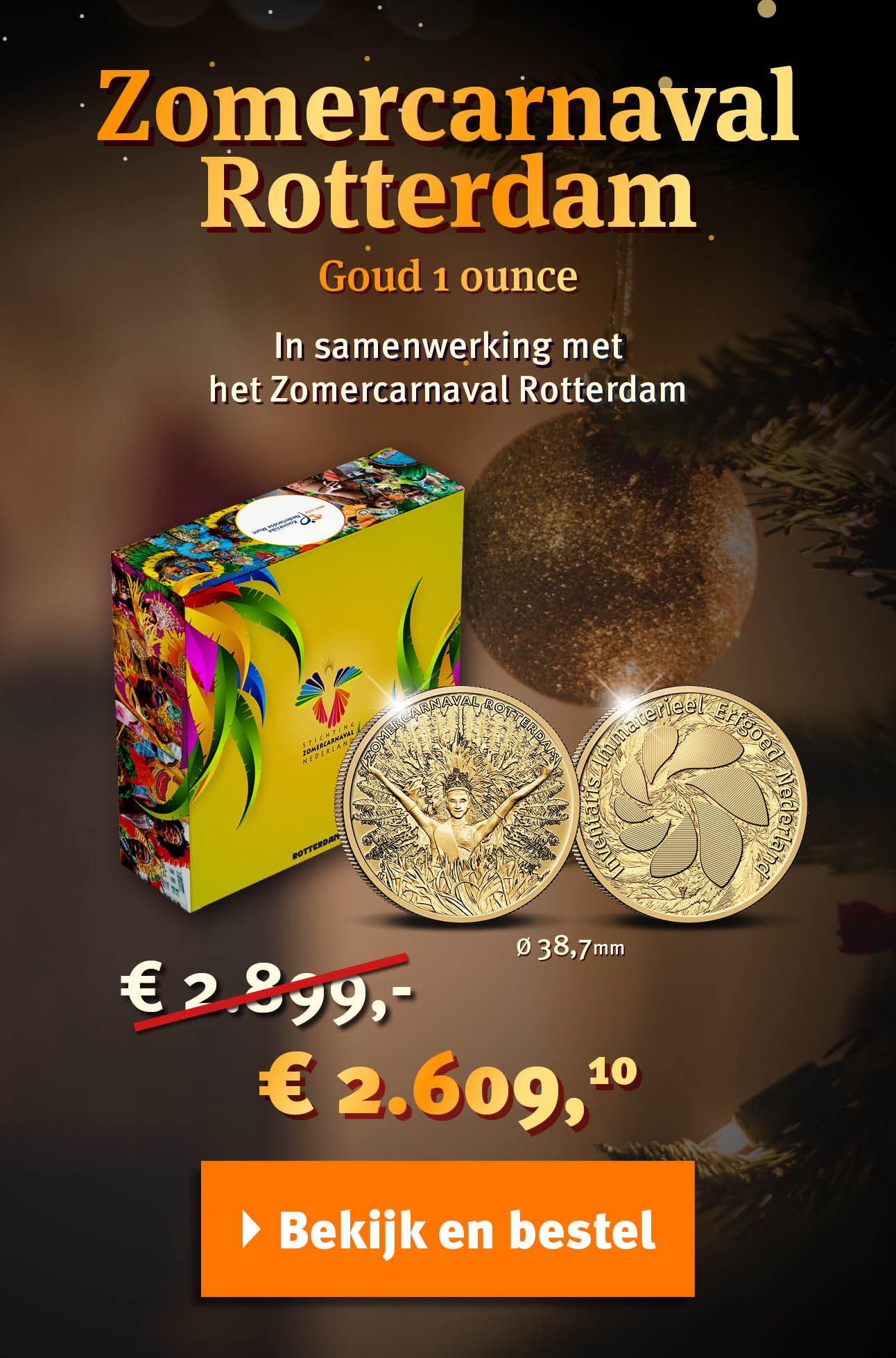 Bekijk en bestel: Zomercarnaval Rotterdam Goud 1 ounce 
