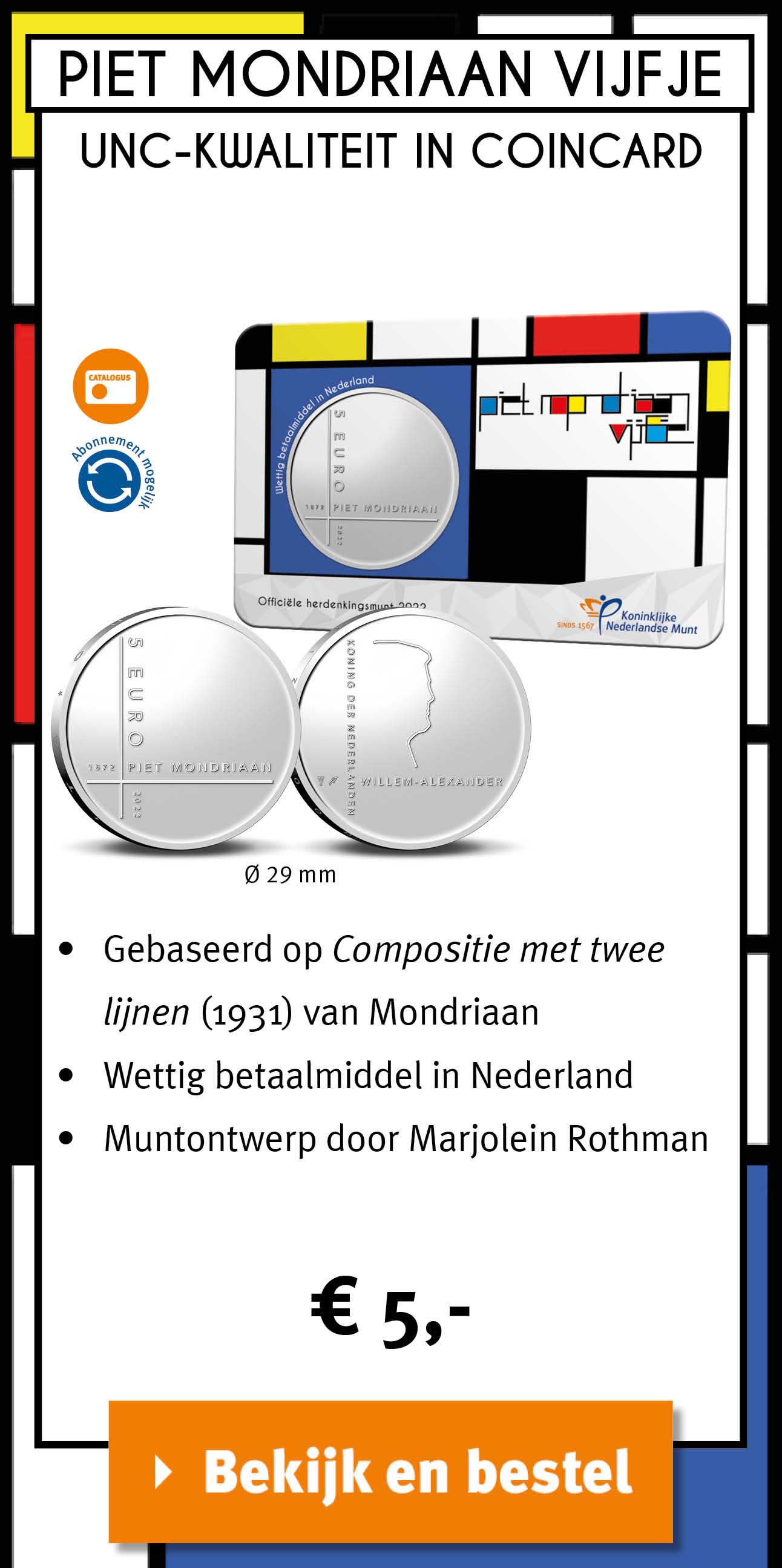 Bekijk en bestel: Piet Mondriaan UNC coincard