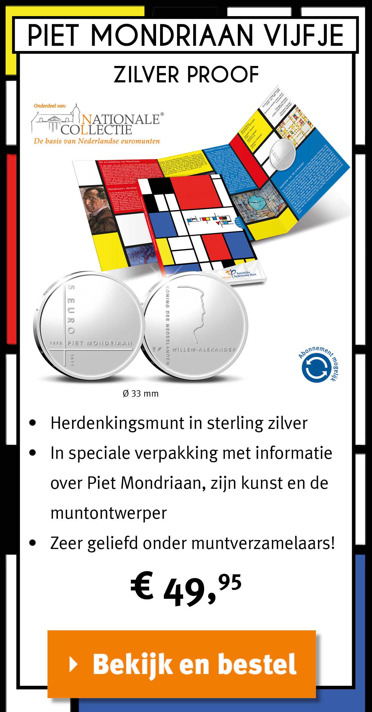 Bekijk en bestel: Piet Mondriaan Zilver Proof