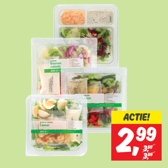 Groene salade of saladeschotel boeren stijl