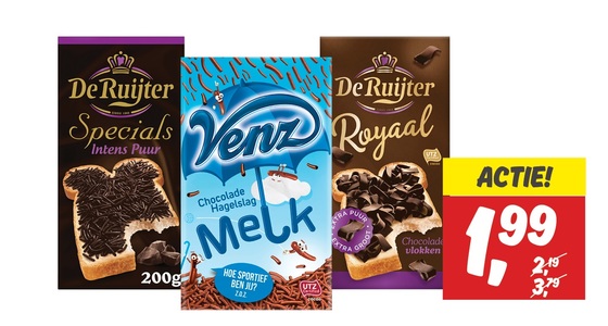 De Ruijter of Venz chocoladehagel of vlokken