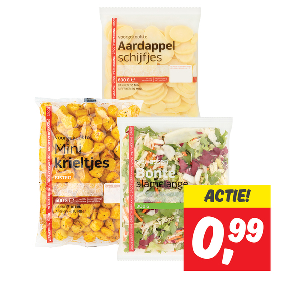 Bonte slamelange, bistro minikrieltjes of aardappelschijfje