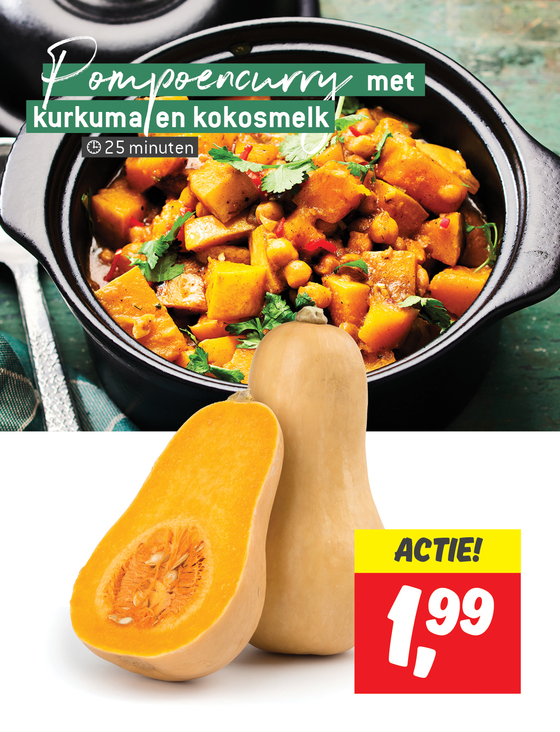 Pompoencurry met kurkuma en kokosmelk