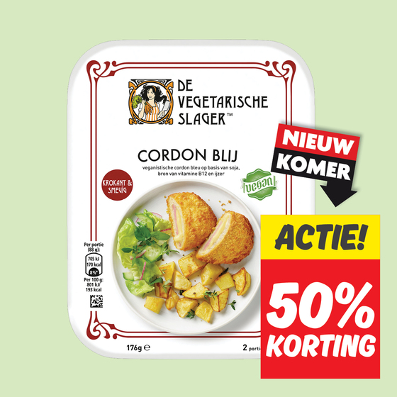 Vegetarische slager Cordon blij