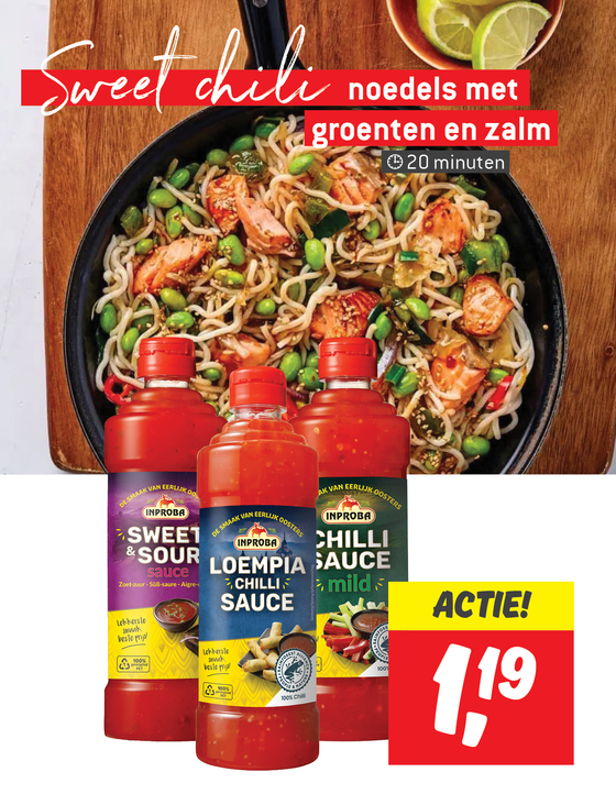 Sweet chili noedels met groenten en zalm