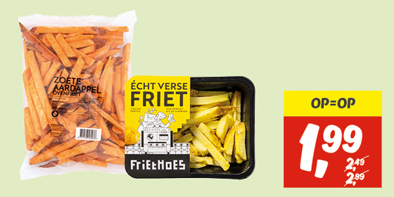 Zoete aardappelfriet of Friethoes verse friet