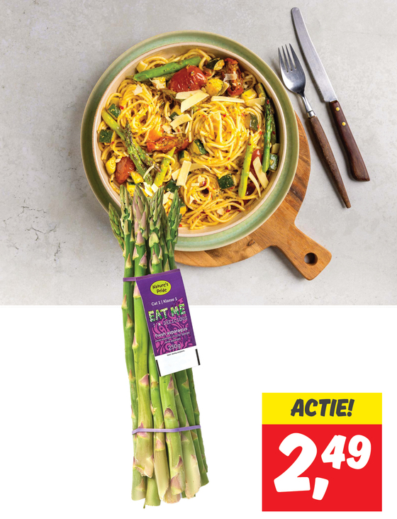 Frisse spaghetti met groene asperges