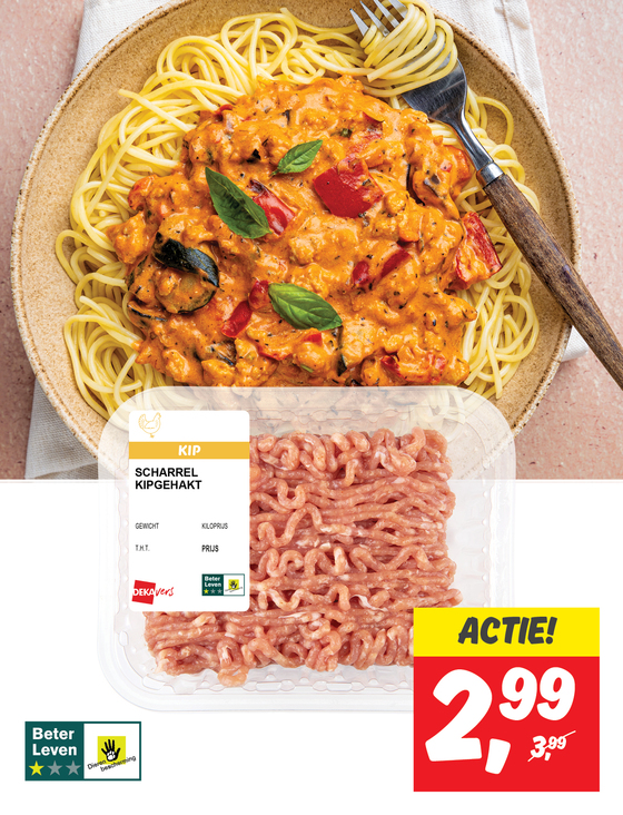 Romige spaghetti met kipgehakt