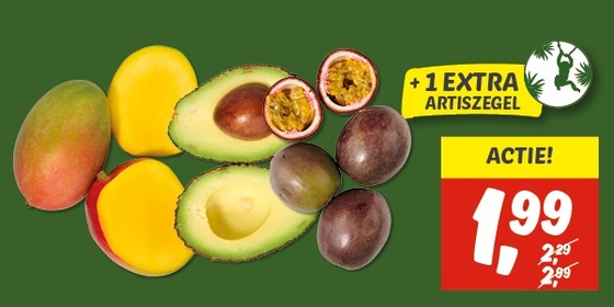 Eetrijpe mango, avocado of passiefruit