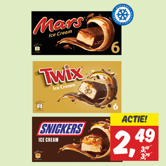 Mars, Twix of Snickers ijs