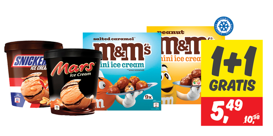 Mars, Snickers of M&M's Mini ice cream 1+1