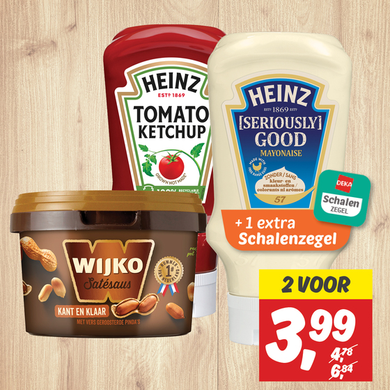 Wijko satésaus kant & klaar, Heinz ketchup of mayonaise