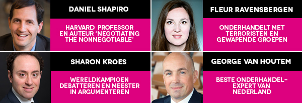 Van deze experts krijg je les tijdens het seminar Geraffineerd Onderhandelen