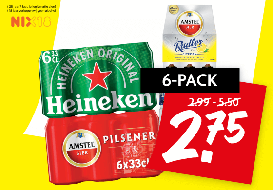 Heineken of Amstel pilsener, 0.0 of radler