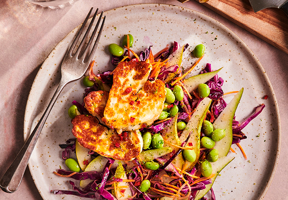 Haloumi peer salade