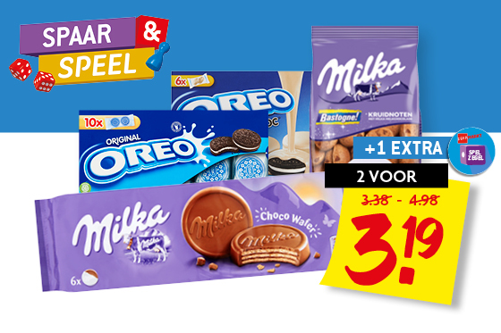 Oreo of milka koek of bastogne of milka kruidnoten. Alle varianten.