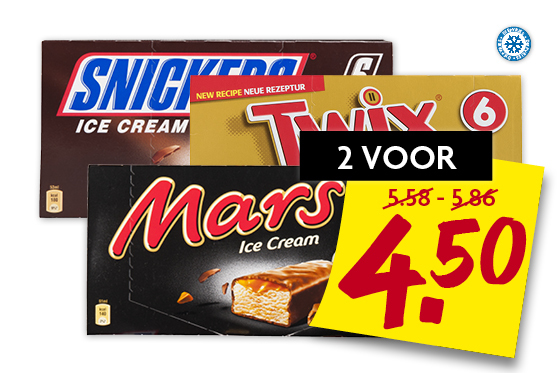 Mars, Twix of Snickers ijs