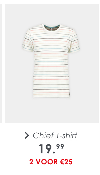 Chief t-shirt wit met streepjes