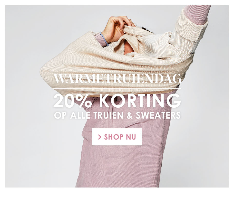 Shop nu met 20 procent korting op alle truien en sweaters