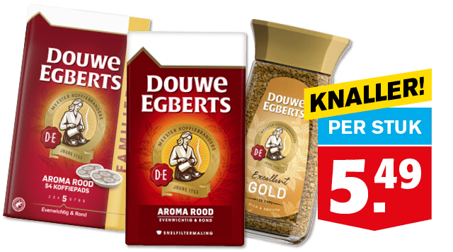 Douwe Egberts snelfilterkoffie, oploskoffie of koffiepads