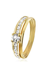 Geelgouden ring met zirkonia -50% korting