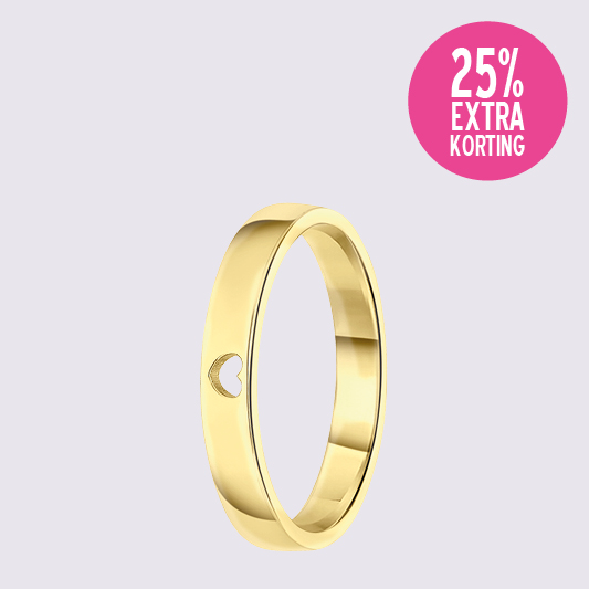 Zilveren goldplated ring met uitgesneden hart