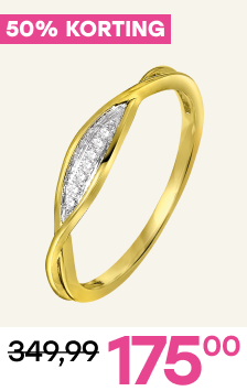 14 Karaat geelgouden ring met 7 diamanten 0,02ct