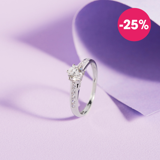 9 Karaat witte ring solitair met zirkonia