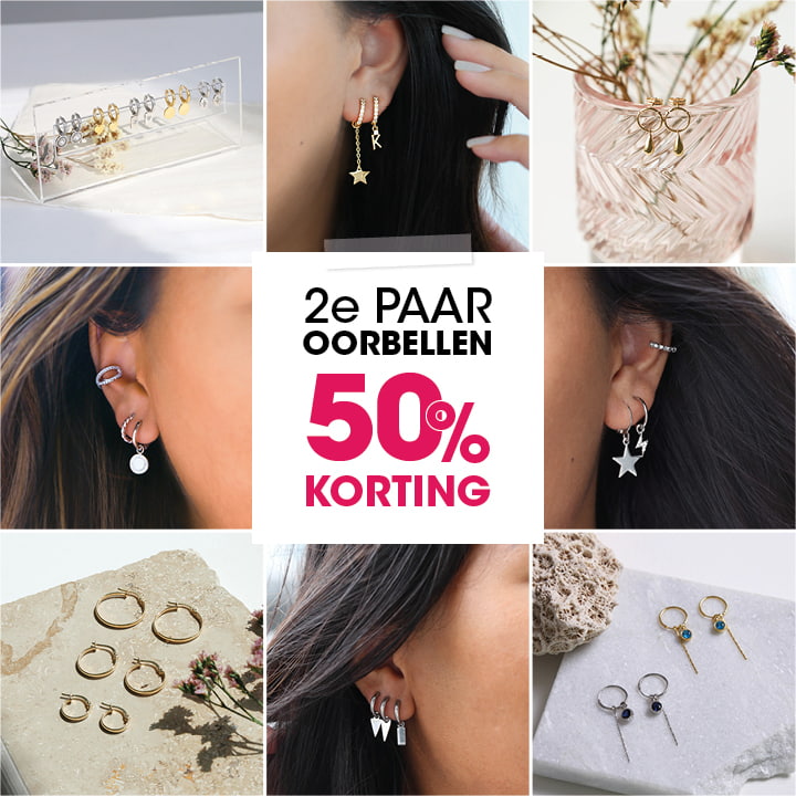 2e paar oorbellen 50% korting