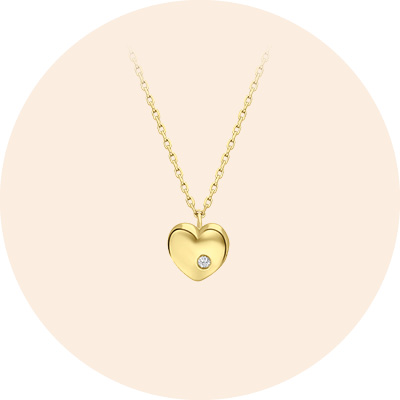 Zilveren goldplated ketting&hanger hart zirkonia