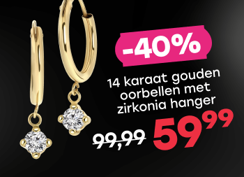 14 karaat geelgouden oorbellen met zirkonia hanger