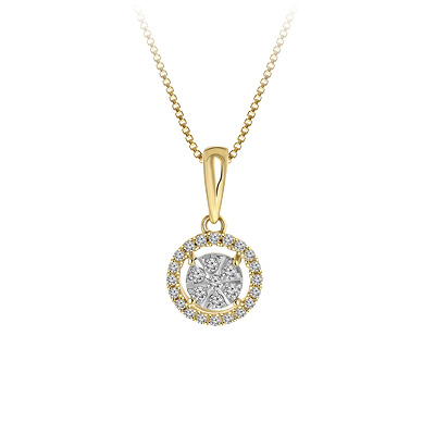 14K geelgouden ketting entourage diamant 0,13ct