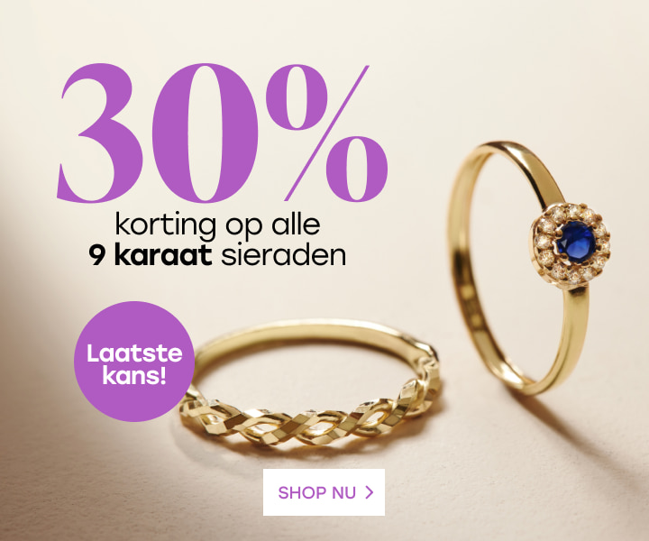 30% korting op 9 karaat sieraden