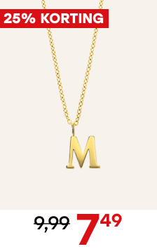 Stalen goldplated ketting letter M