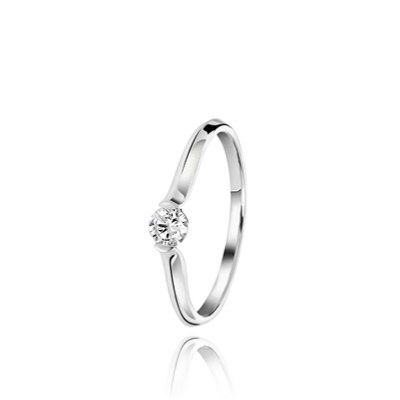 14 karaat witgouden ring lab grown diamant 0,20ct