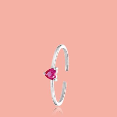 Zilveren ring Love month stone hart